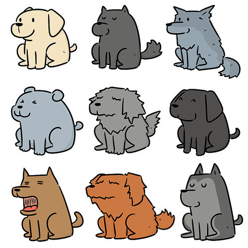 vector set of dog