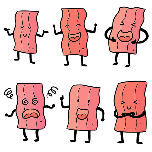 vector set of bacon cartoon