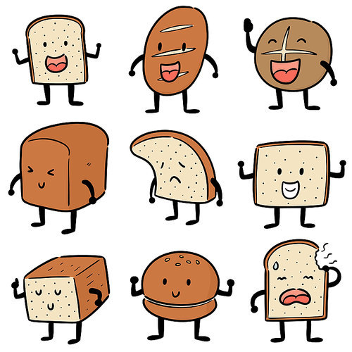 vector set of bread cartoon