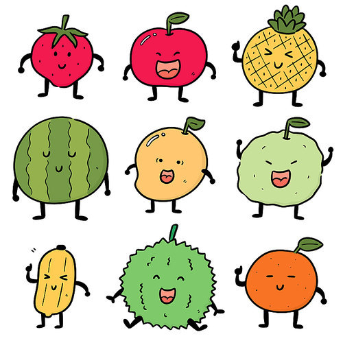 vector set of fruits cartoon