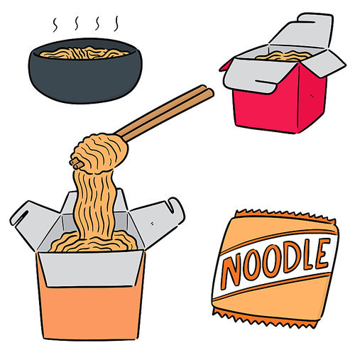 vector set of noodle
