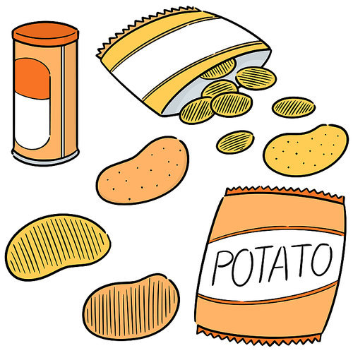 vector set of potato chips