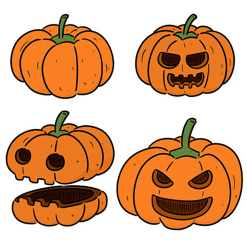 vector set of pumpkins