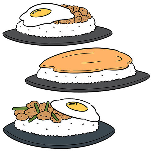 vector set of fried egg and