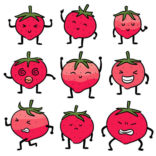 vector set of strawberry cartoon