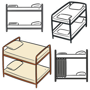 vector set of bunk bed