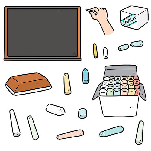 vector set of blackboard and chalk
