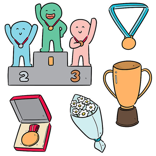 vector set of medal ceremony