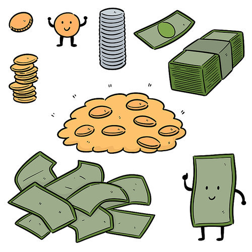 vector set of money cartoon