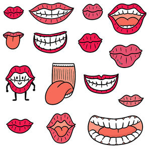 vector set of mouth and tongue