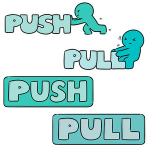 vector set of push pull sign
