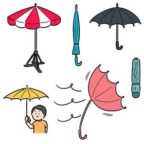 vector set of umbrella