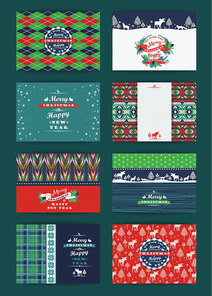 Christmas and New Year Set. Plaid and knitted backgrounds. Vector Design Templates Collection for Banners, Flyers, Placards, Posters and other use.