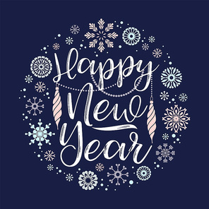 Happy New Year lettering designs. Vector elements for invitation, banner, card, poster, flyer, web and other users.