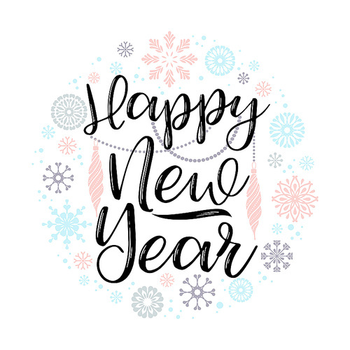 Happy New Year lettering designs. Vector elements for invitation, banner, card, poster, flyer, web and other users.