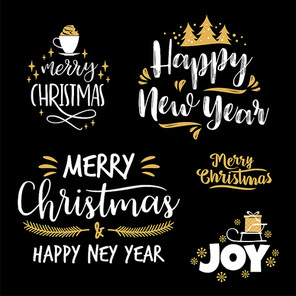 Christmas and New Year lettering designs. Vector elements for invitation, banner, card, poster, flyer, web and other users.
