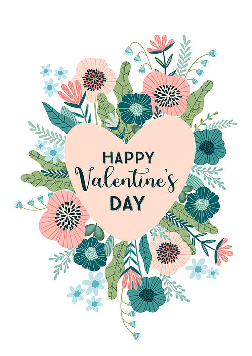 Floral design concept for Valentines Day and other users. Flower illustration.