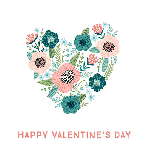 Floral design concept for Valentines Day and other users. Flower illustration.