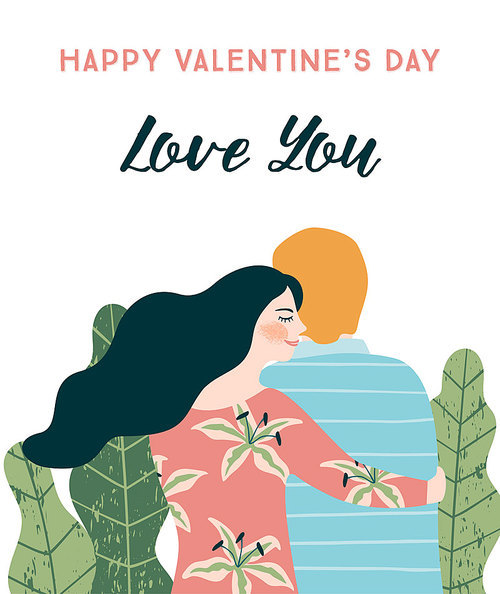 Romantic illustration with people. Love, love story, relationship. Vector design concept for Valentines Day and other users.