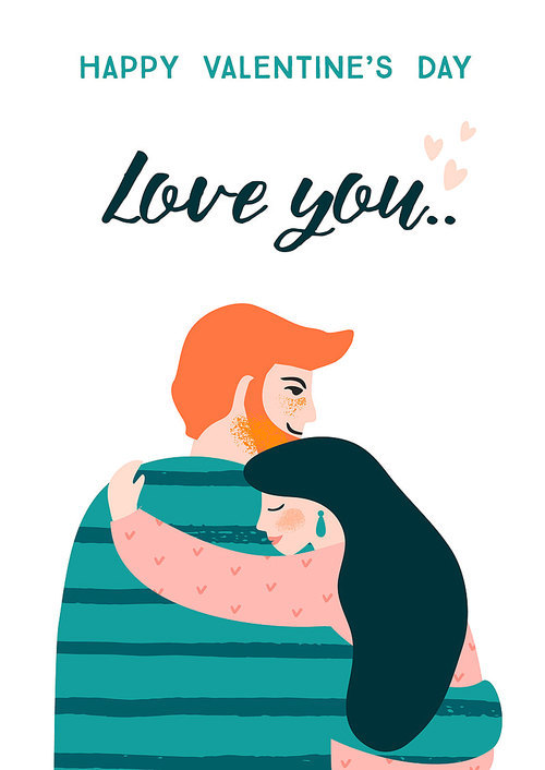 Romantic illustration with people. Love, love story, relationship. Vector design concept for Valentines Day and other users.