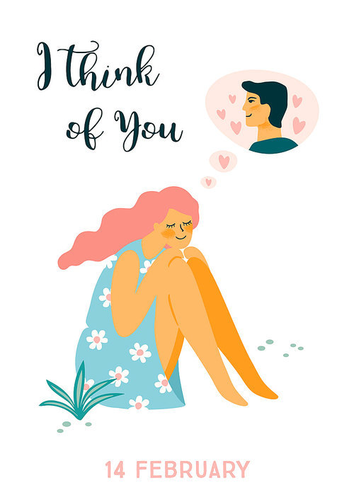 Romantic illustration with people. Love, love story, relationship. Vector design concept for Valentines Day and other users.