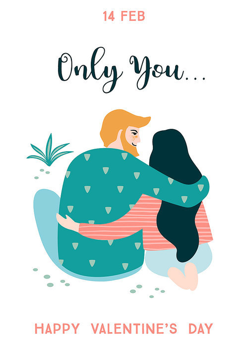 Romantic illustration with people. Love, love story, relationship. Vector design concept for Valentines Day and other users.