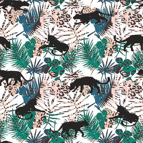 Seamless pattern with abstract leopards.