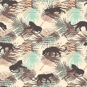 Seamless pattern with abstract leopards.