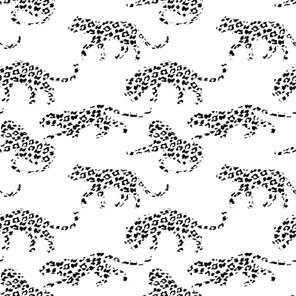 Seamless exotic pattern with abstract silhouettes of animals. Vector hand draw illustration.