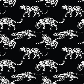 Seamless exotic pattern with abstract silhouettes of animals. Vector hand draw illustration.