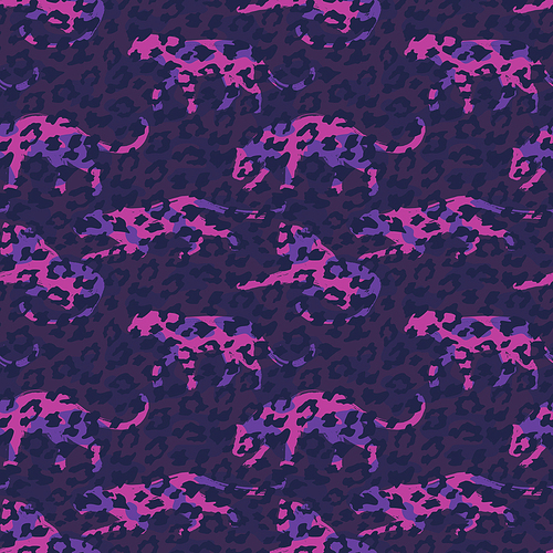 Seamless exotic pattern with abstract silhouettes of animals. Vector hand draw illustration.