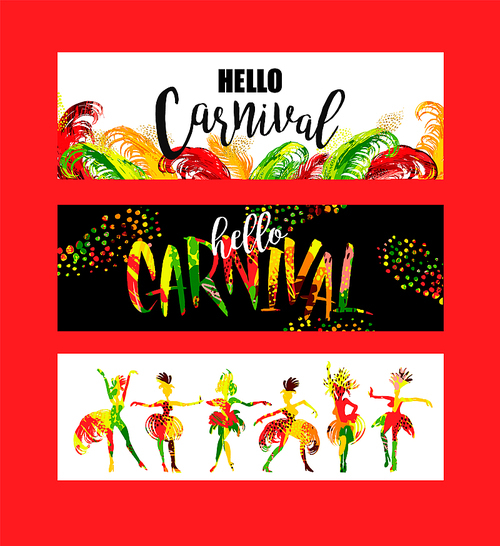 Carnival. Bright festive banners trending abstract style. Vector illustration