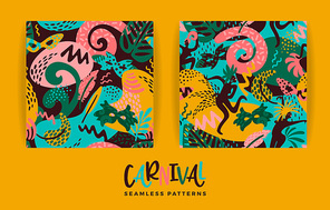 Brazil carnival. Vector seamless patterns with trendy abstract elements. Design for carnival concept and other users