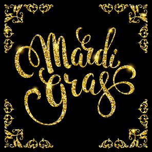 Mardi Gras. Glittering lettering design for Banners, Flyers, Placards, Posters and other use.Vector illustration