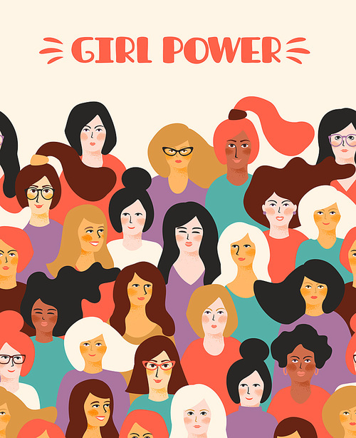 Girl power. Vector template with for card, poster, flyer and other users