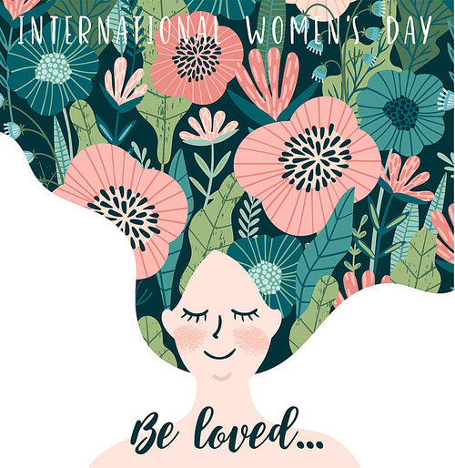 International Women s Day. Vector template with cute woman for card, poster, flyer and other users