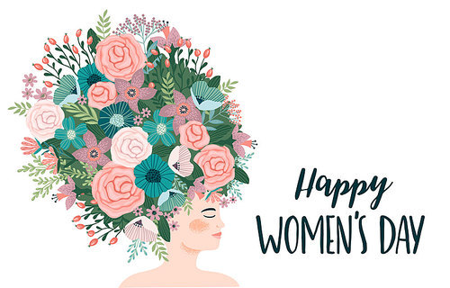 International Women s Day. Vector template with cute woman for card, poster, flyer and other users