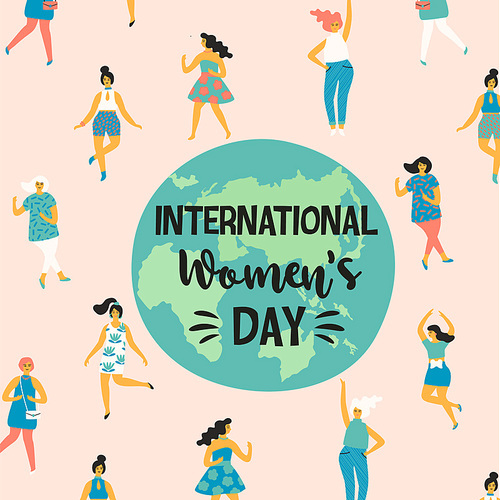 International Womens Day. Vector illustration with dancing women for card, poster, flyer and other users.