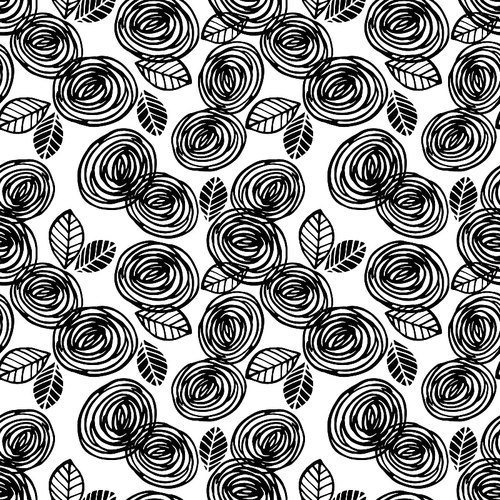 Abstract floral seamless pattern with roses. Trendy hand drawn textures. Modern abstract design for paper, cover, fabric, interior decor and other users.