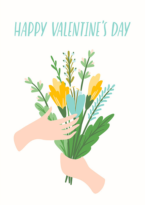 Illustration bouquet of flowers. Vector design concept for Valentines Day and other users.