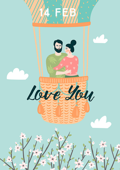 Romantic illustration with man and woman. Love, love story, relationship. Vector design concept for Valentines Day and other users.
