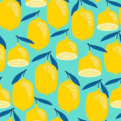 Vector seamless pattern with lemons. Trendy hand drawn textures. Modern abstract design for paper, cover, fabric, interior decor and other users.