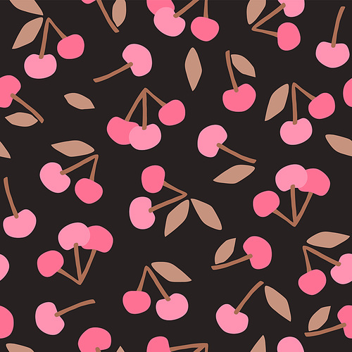 Vector seamless pattern with cherry. Trendy hand drawn textures. Modern abstract design for paper, cover, fabric, interior decor and other users.