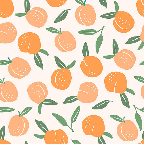 Vector seamless pattern with peaches. Trendy hand drawn textures. Modern abstract design for paper, cover, fabric, interior decor and other users.