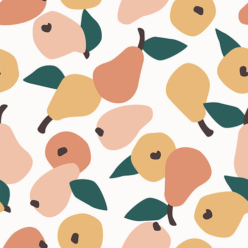 Vector seamless pattern with simple pears. Trendy hand drawn textures. Modern abstract design for paper, cover, fabric, interior decor and other users.