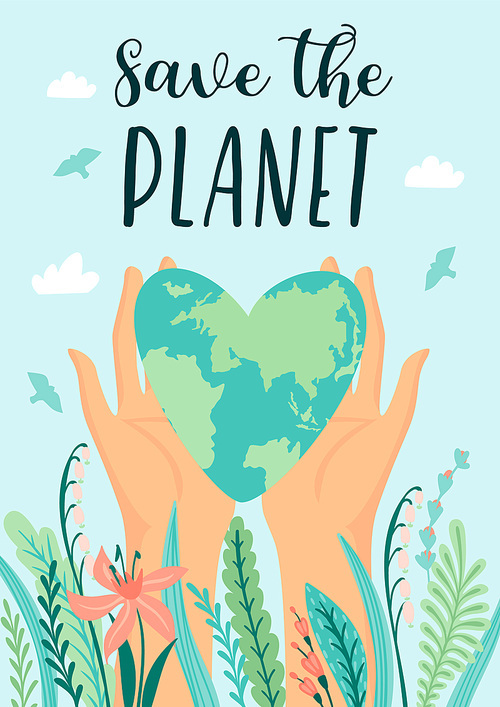 Earth Day. Save Nature. Vector template for card, poster, banner, flyer Design element
