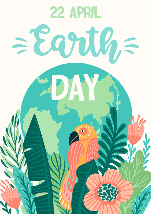 Earth Day. Save Nature. Vector template for card, poster, banner, flyer Design element