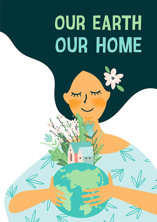 Vector illustration for Earth Day and other environmental concept. Template for card, poster, banner, flyer.