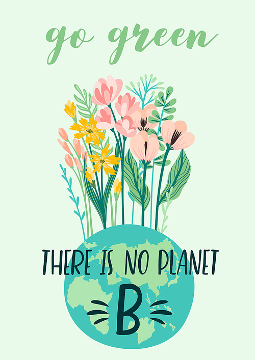 Vector illustration for Earth Day and other environmental concept. Template for card, poster, banner, flyer.