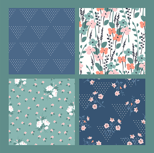 Floral seamless patterns. Vector design for paper, cover, fabric, interior decor and other users